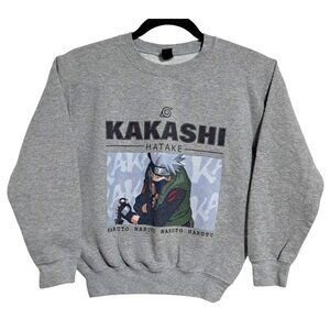 Kakashi Hatake Naruto Youth Small Crewneck Sweatshirt Gildan Gray Anime Print